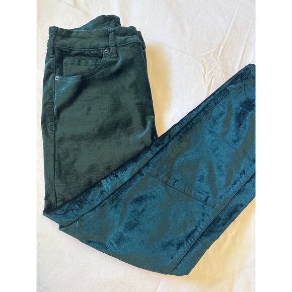 Free People Women’s Velour Dark Green Boot Cut Crop Style Pants Size 28 - Picture 11 of 11